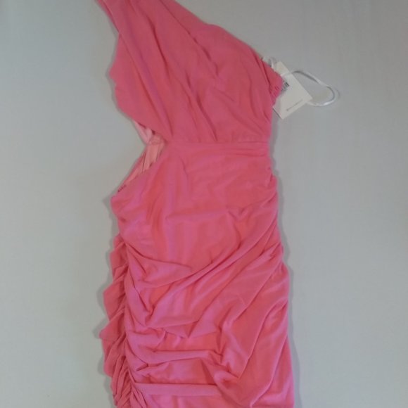 Hot Pink Ruched Dress - Picture 1 of 4